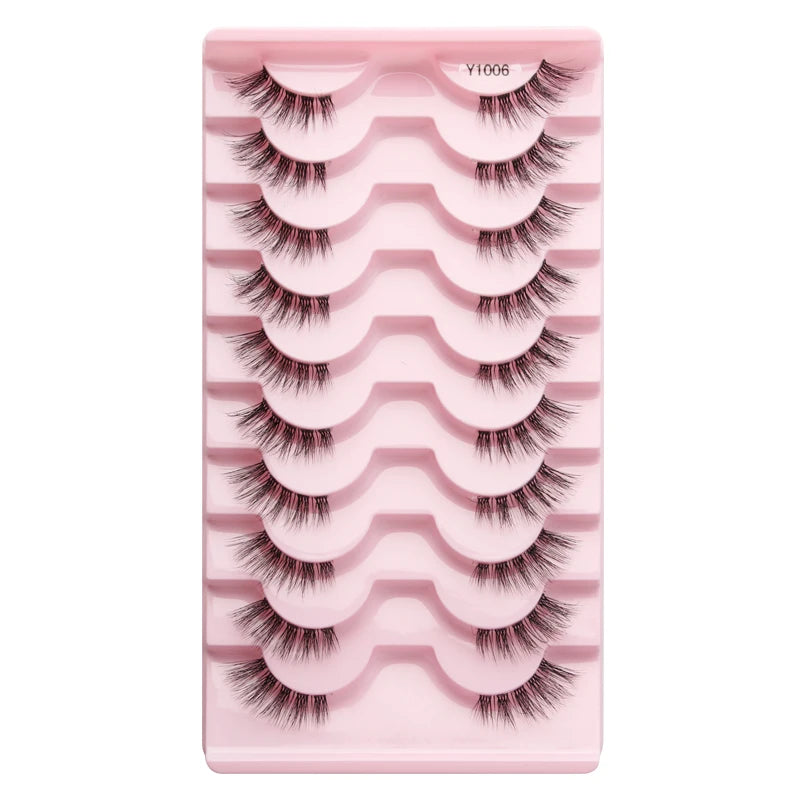 SHIDISHANGPIN 5/10Pairs False Lashes Cat Eye Eyelashes Eyelash Extension 3D Mink Half Lashes Natural Makeup faux Cils maquiagem - Blinksy